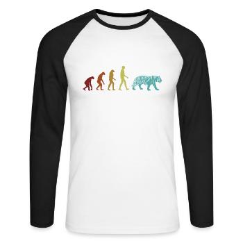 Tiger Evolution Wildcat Big Cat Siberian - Unisex Long Sleeve Baseball T-Shirt - white/black - Front - Nik (191cm)