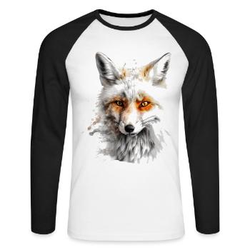 Fuchs Tierliebhaber Geschenk Wildtier Tier Motiv - Unisex Baseballshirt langarm - Weiß/Schwarz - Vorne - Nik (191cm)