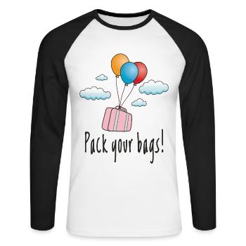 Faites vos valises et partez en vacances - T-shirt baseball manches longues Homme - blanc/noir - Devant - Nik (191cm)