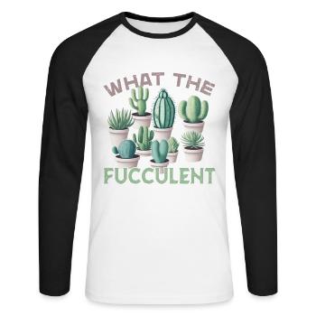 Succulents funny saying what the fucculent - Unisex Long Sleeve Baseball T-Shirt - white/black - Front - Nik (191cm)