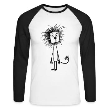 Verwirrter Löwe - Unisex Baseballshirt langarm - Weiß/Schwarz - Vorne - Nik (191cm)