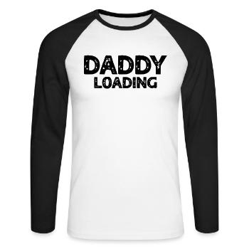 Daddy Loading - Father's Day Gift Ideas First Fath - Unisex Baseballshirt langarm - Weiß/Schwarz - Vorne - Nik (191cm)