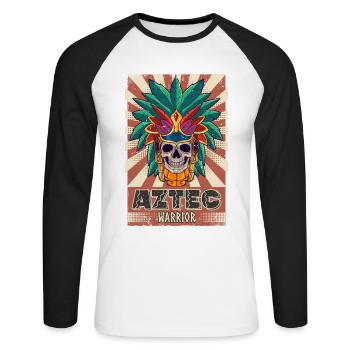 Mexican Aztec warrior Aztecs - Unisex Long Sleeve Baseball T-Shirt - white/black - Front - Nik (191cm)