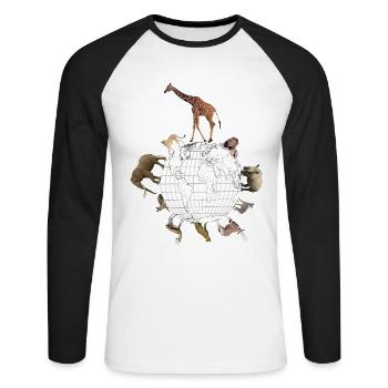 World with the animals in Africa Wild animals - big cat - Unisex Long Sleeve Baseball T-Shirt - white/black - Front - Nik (191cm)