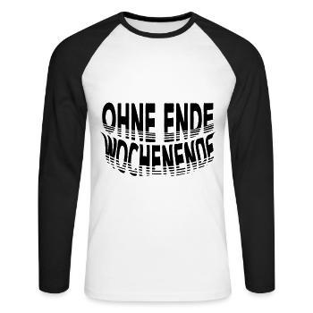 Ohne Ende Wochenende | Weekend Party Time Disko - Unisex Baseballshirt langarm - Weiß/Schwarz - Vorne - Nik (191cm)