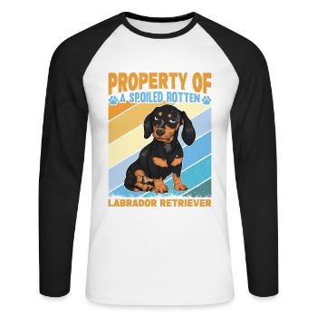 Property of a spoiled rotten Labrador Retriever - Unisex Long Sleeve Baseball T-Shirt - white/black - Front - Nik (191cm)