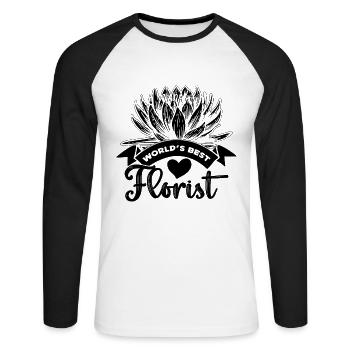 World's Best Florist Bouquet Horticulture Florists - Unisex Long Sleeve Baseball T-Shirt - white/black - Front - Nik (191cm)