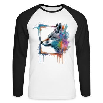 Fuchs Tierliebhaber Geschenk Wildtier Tier Motiv - Unisex Baseballshirt langarm - Weiß/Schwarz - Vorne - Nik (191cm)