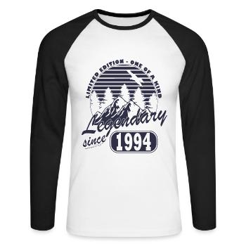 Legend since 1994 29 years old Gifts Retro 29 - Unisex Long Sleeve Baseball T-Shirt - white/black - Front - Nik (191cm)