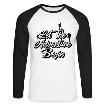 Adventure awaits - Unisex Long Sleeve Baseball T-Shirt - white/black - Front - Nik (191cm)