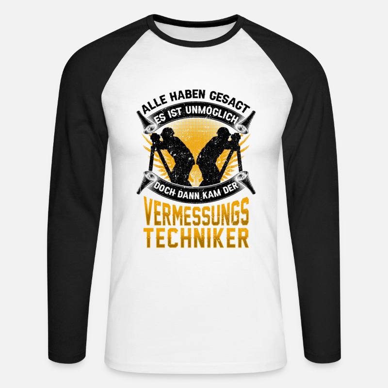 Vermessungstechniker unmöglich Vermesser - Unisex Baseballshirt langarm - Weiß/Schwarz