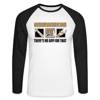 Travail du bois Il n’y a pas d’application pour ce charpentier - T-shirt baseball manches longues Homme - blanc/noir - Devant - Nik (191cm)