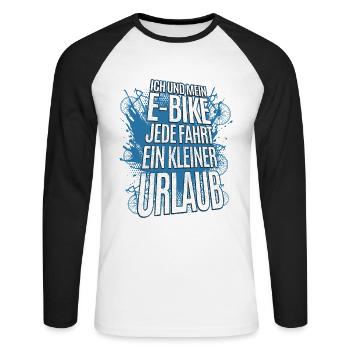 Fahrrad Elektrofahrrad Spruch - Radfahren E-Bike - Unisex Baseballshirt langarm - Weiß/Schwarz - Vorne - Nik (191cm)