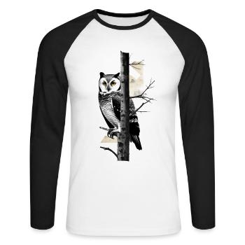 Owl Night Bird Bird Animal Gift - Unisex Long Sleeve Baseball T-Shirt - white/black - Front - Nik (191cm)