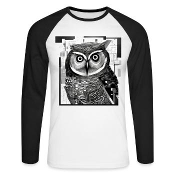 Owl Night Bird Bird Animal Gift - Unisex Long Sleeve Baseball T-Shirt - white/black - Front - Nik (191cm)