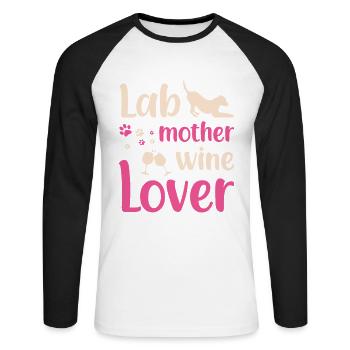 Lab mother wine lover - Unisex Long Sleeve Baseball T-Shirt - white/black - Front - Nik (191cm)