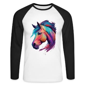 Pony horse head beautiful artwork for riders - Unisex Long Sleeve Baseball T-Shirt - white/black - Front - Nik (191cm)