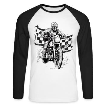 Motocross Motard Moto Enduro Motocross Saleté - T-shirt baseball manches longues Homme - blanc/noir - Devant - Nik (191cm)