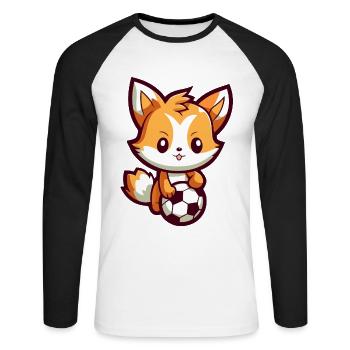 Cute cartoon fox playing soccer for kids - Unisex Long Sleeve Baseball T-Shirt - white/black - Front - Nik (191cm)