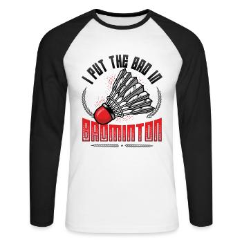 The Bath In Badminton - Unisex Long Sleeve Baseball T-Shirt - white/black - Front - Nik (191cm)