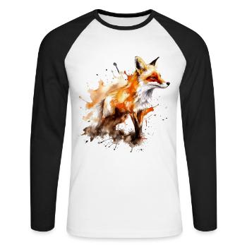 Fox Animal Lover Gift Motif animal sauvage - T-shirt baseball manches longues Homme - blanc/noir - Devant - Nik (191cm)