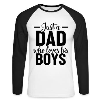 Juste un père qui aime ses garçons - Papa Fête des pères 2 - T-shirt baseball manches longues Homme - blanc/noir - Devant - Nik (191cm)