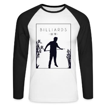 Billard Chinese Hanzi Billardtisch Billiards - Unisex Baseballshirt langarm - Weiß/Schwarz - Vorne - Nik (191cm)