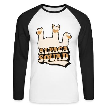Escouade d’alpagas Pako Huacaya Lama Éleveur d’alpaga - T-shirt baseball manches longues Homme - blanc/noir - Devant - Nik (191cm)