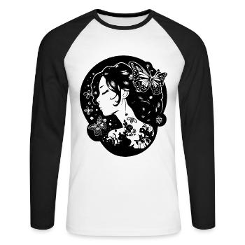 Belle esthétique gothique: fille gothique avec - T-shirt baseball manches longues Homme - blanc/noir - Devant - Nik (191cm)