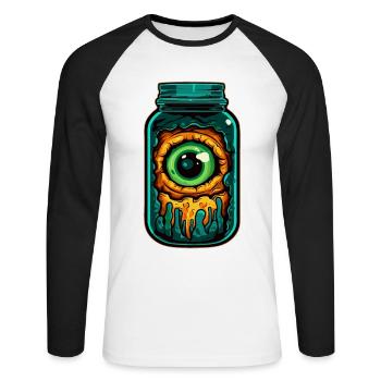 Oeil de monstre en verre - T-shirt baseball manches longues Homme - blanc/noir - Devant - Nik (191cm)