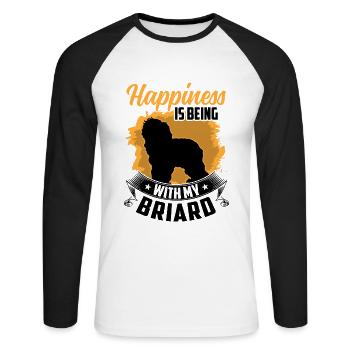 Briard me rend heureux Berger de Brie - T-shirt baseball manches longues Homme - blanc/noir - Devant - Nik (191cm)
