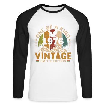1976 Vintage Original 1976 Geburtstagsgeschenk - Unisex Baseballshirt langarm - Weiß/Schwarz - Vorne - Nik (191cm)