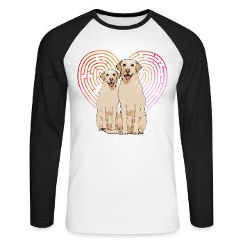 Labrador - T-shirt baseball manches longues Homme - blanc/noir - Devant - Nik (191cm)