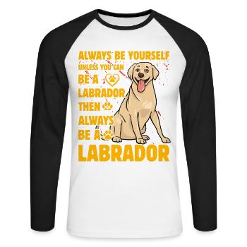 Labrador - Unisex Baseballshirt langarm - Weiß/Schwarz - Vorne - Nik (191cm)