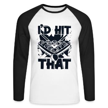 J’avais frappé ce billard de billard - T-shirt baseball manches longues Homme - blanc/noir - Devant - Nik (191cm)