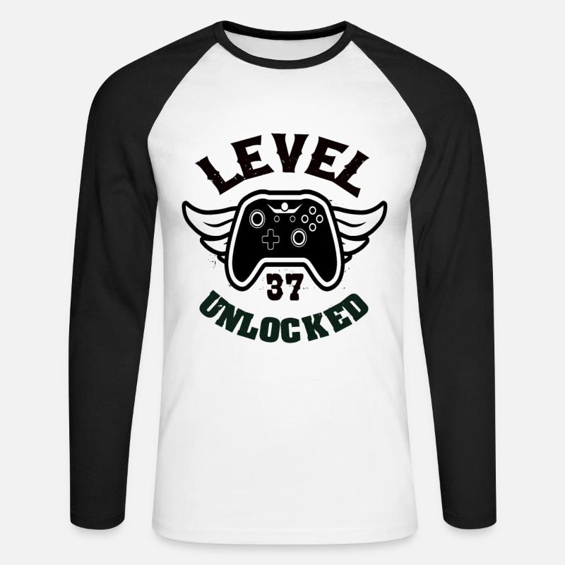 Level 37 Unlocked 37 Geburtstag - Unisex Baseballshirt langarm - Weiß/Schwarz