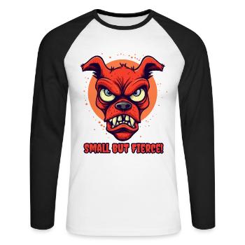 Small but wild angry Pinscher dog - Unisex Long Sleeve Baseball T-Shirt - white/black - Front - Nik (191cm)