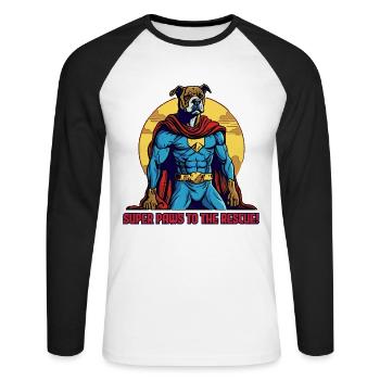 Super Pfoten Zur Rettung Superheld Hund mit Umhang - Unisex Baseballshirt langarm - Weiß/Schwarz - Vorne - Nik (191cm)