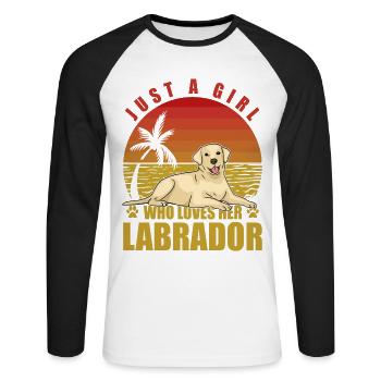 Juste une fille qui aime son Labrador - T-shirt baseball manches longues Homme - blanc/noir - Devant - Nik (191cm)