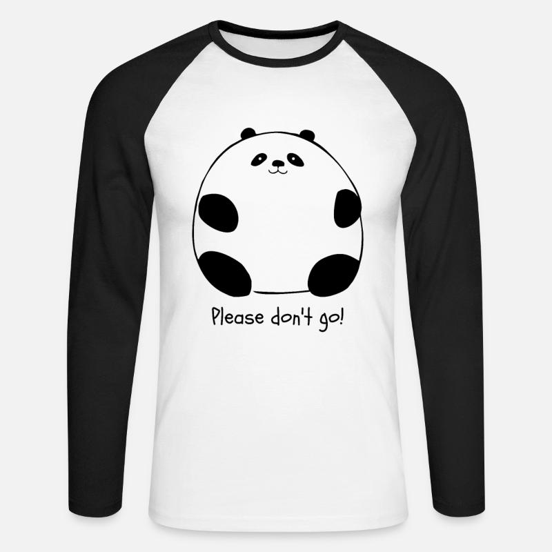 Bitte geh nicht – Dicker Panda - Unisex Baseballshirt langarm - Weiß/Schwarz