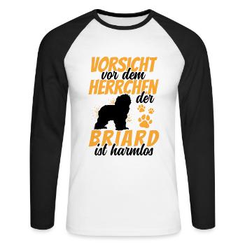 Vorsicht vor dem Briard Berger de Brie - Unisex Baseballshirt langarm - Weiß/Schwarz - Vorne - Nik (191cm)