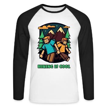 Wir lieben Wandern – Wandern ist cool - Unisex Baseballshirt langarm - Weiß/Schwarz - Vorne - Nik (191cm)