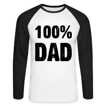 100% Daddy - Father's Day 100% Daddy - Unisex Baseballshirt langarm - Weiß/Schwarz - Vorne - Nik (191cm)