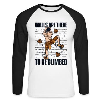 Walls Are There To Be Climbed Sport Climbing - Unisex Long Sleeve Baseball T-Shirt - white/black - Front - Nik (191cm)