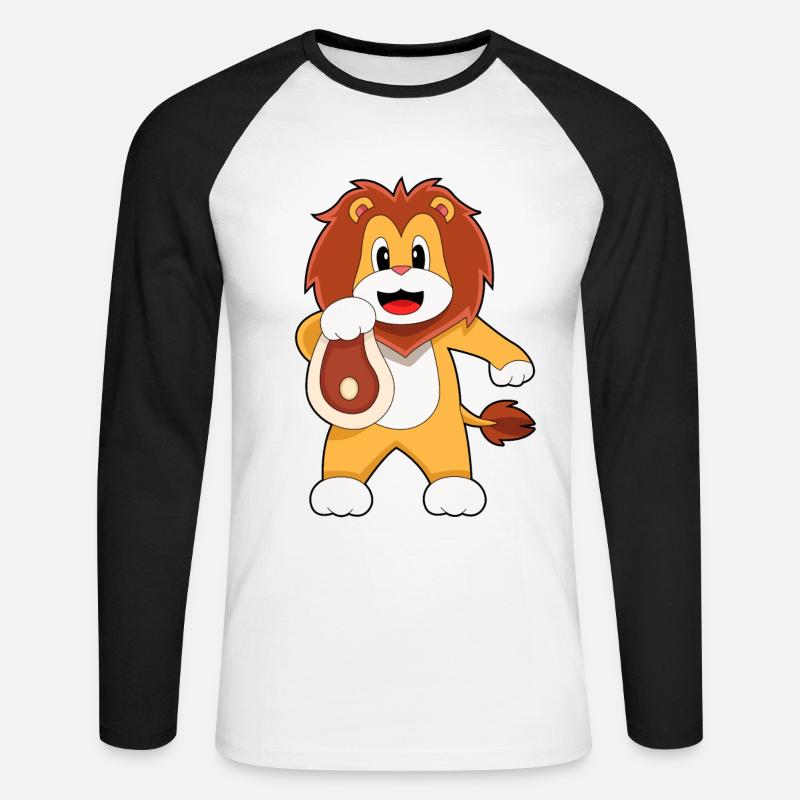Löwe Fleisch - Unisex Baseballshirt langarm - Weiß/Schwarz