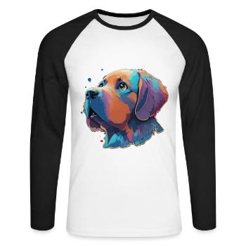 Mignon Cartoon Dog Labrador Puppy Artful - T-shirt baseball manches longues Homme - blanc/noir - Devant - Nik (191cm)