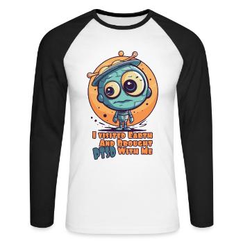 Cute little alien – earth causes trauma - Unisex Long Sleeve Baseball T-Shirt - white/black - Front - Nik (191cm)