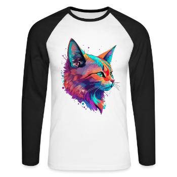Chats Pet Art Mignon Chat Mignon Chaton - T-shirt baseball manches longues Homme - blanc/noir - Devant - Nik (191cm)