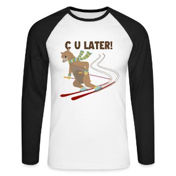 C U Plus tard Huacaya Lama Pako Alpaga Éleveur Alpaga - T-shirt baseball manches longues Homme - blanc/noir - Devant - Nik (191cm)