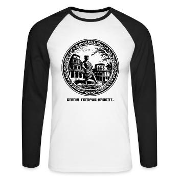 Latin Tout a son temps : le Colisée Romain - T-shirt baseball manches longues Homme - blanc/noir - Devant - Nik (191cm)